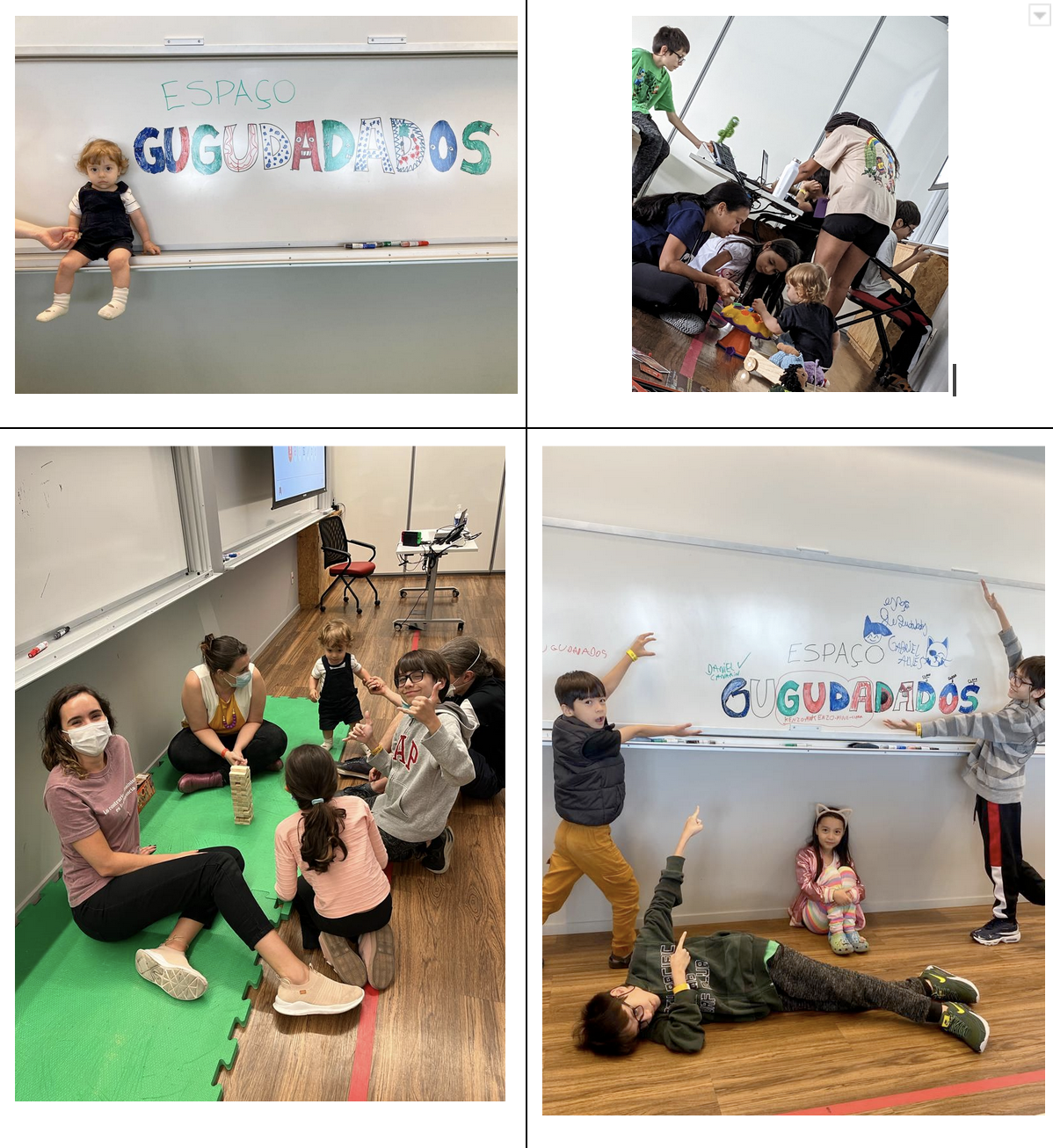 Children drawing and playing in a room set up with toys, markers, and activities