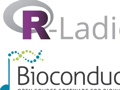 R-Ladies and Bioconductor logos side by side