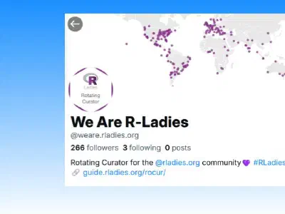 R-Ladies and Bluesky logos