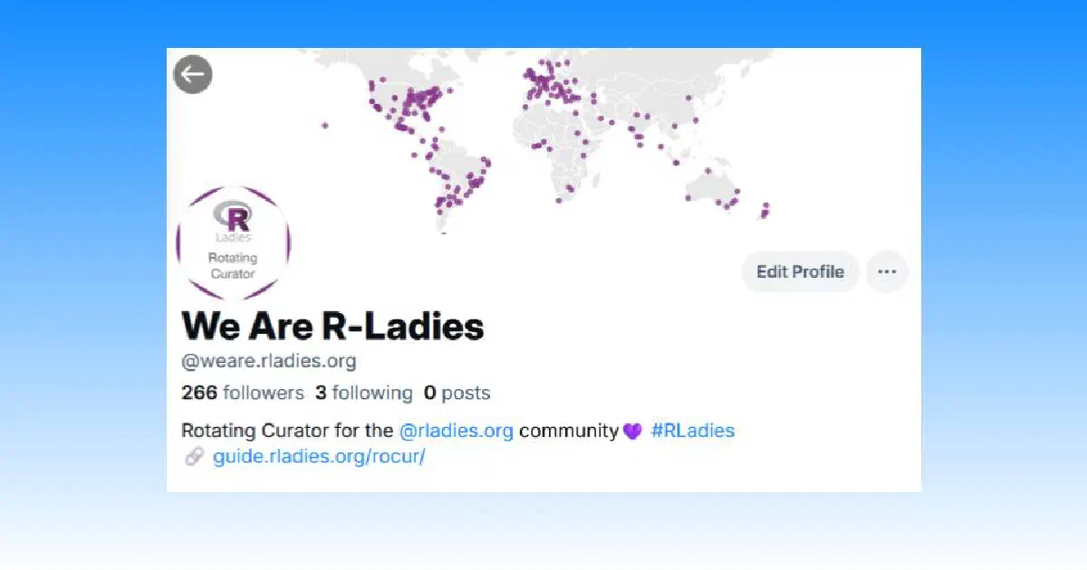 R-Ladies and Bluesky logos